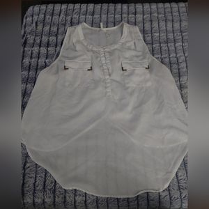 truth nyc 2x white sleeveless top with flyaway back